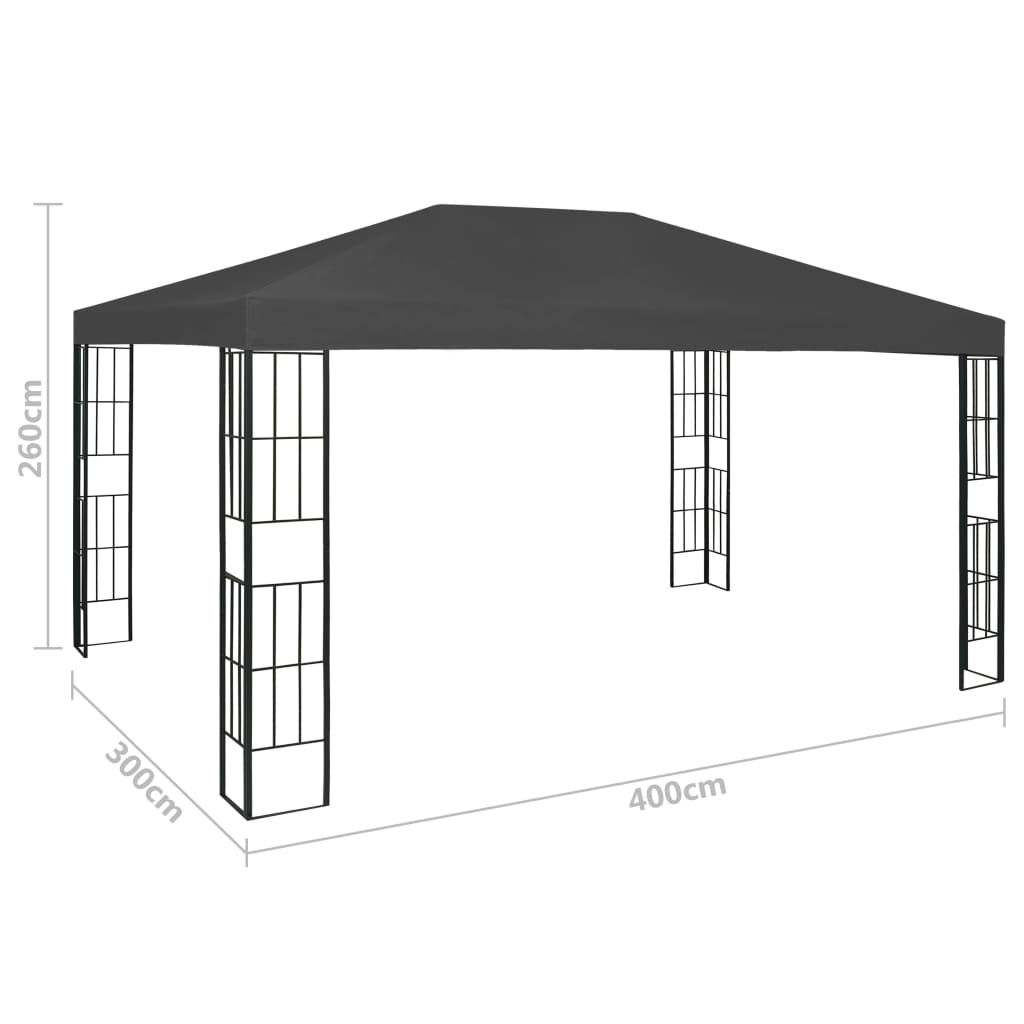 Sjenica s LED svjetlosnim trakama 3 x 4 m antracit