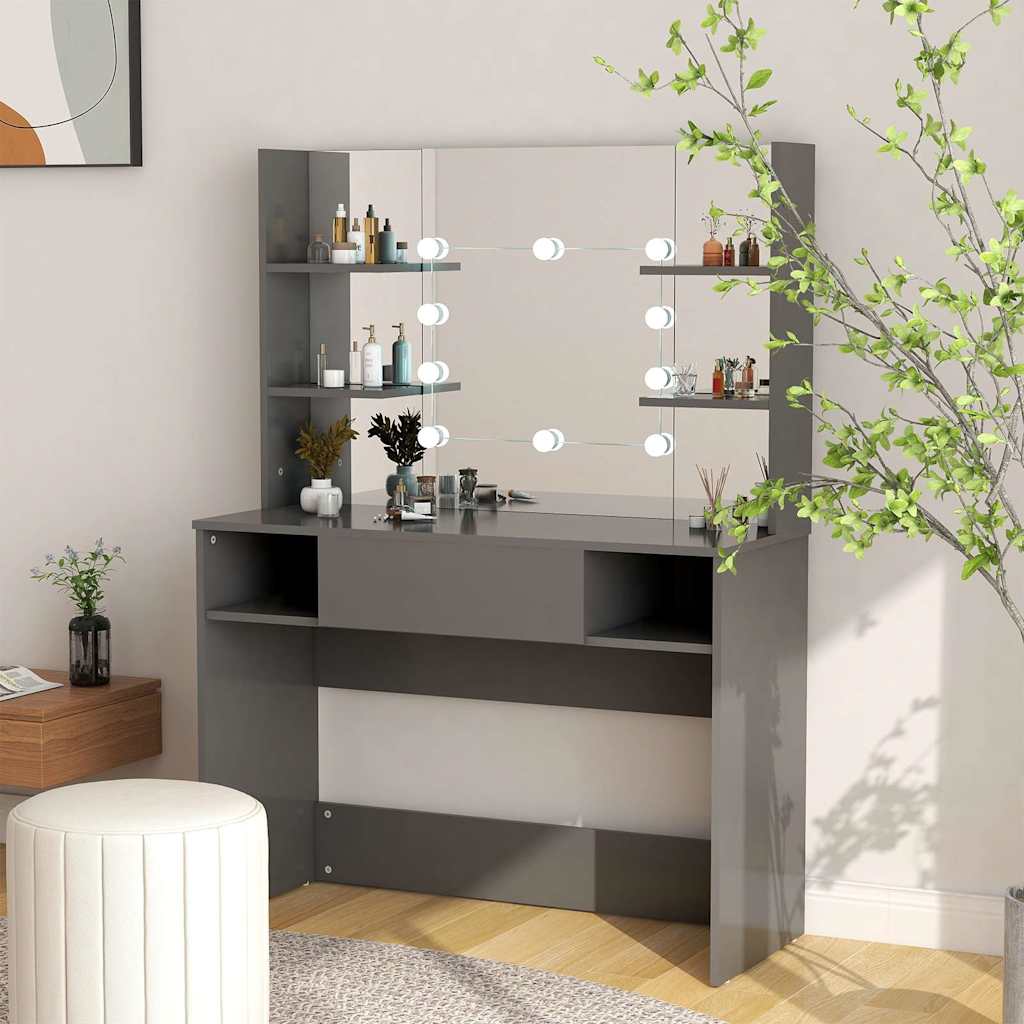 Stolić za šminkanje s LED svjetlima 100 x 40 x 135 cm MDF sivi