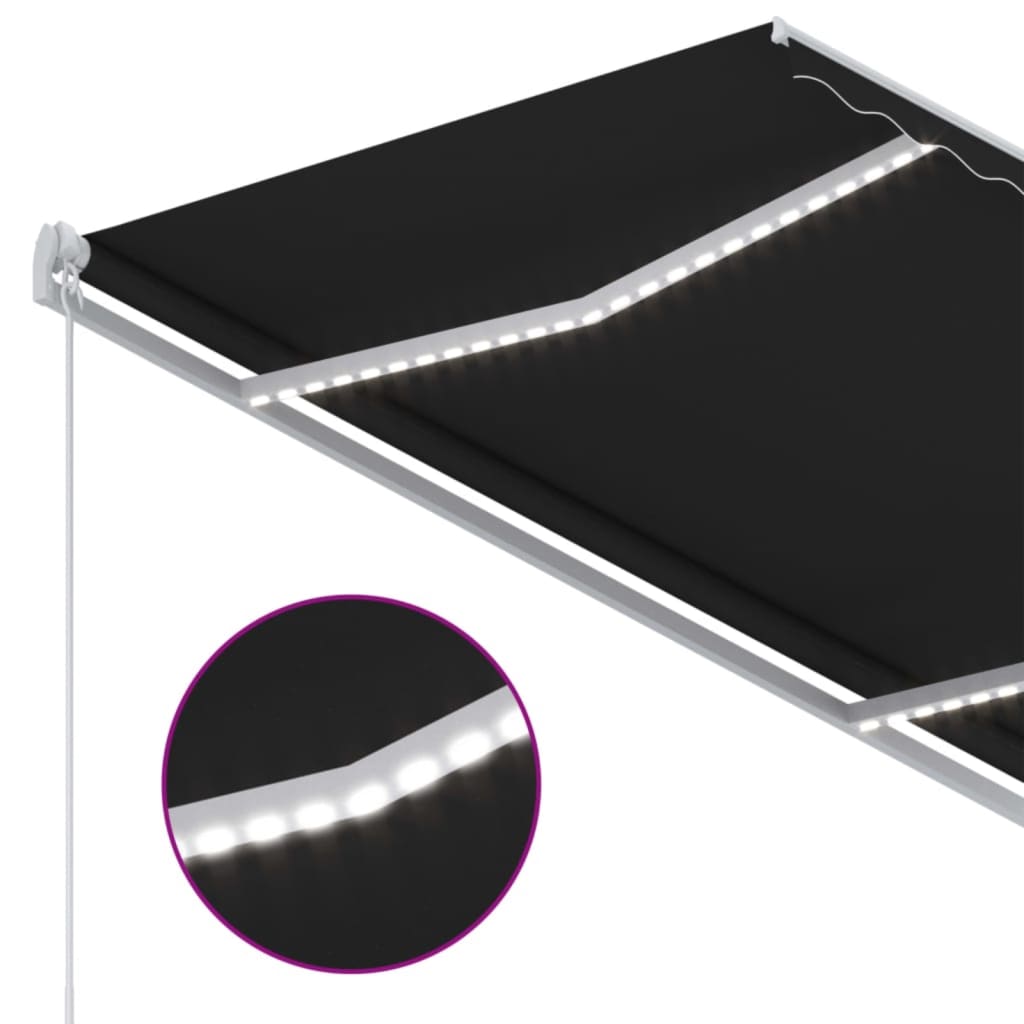 Tenda na ručno uvlačenje s LED svjetlima 350 x 250 cm antracit