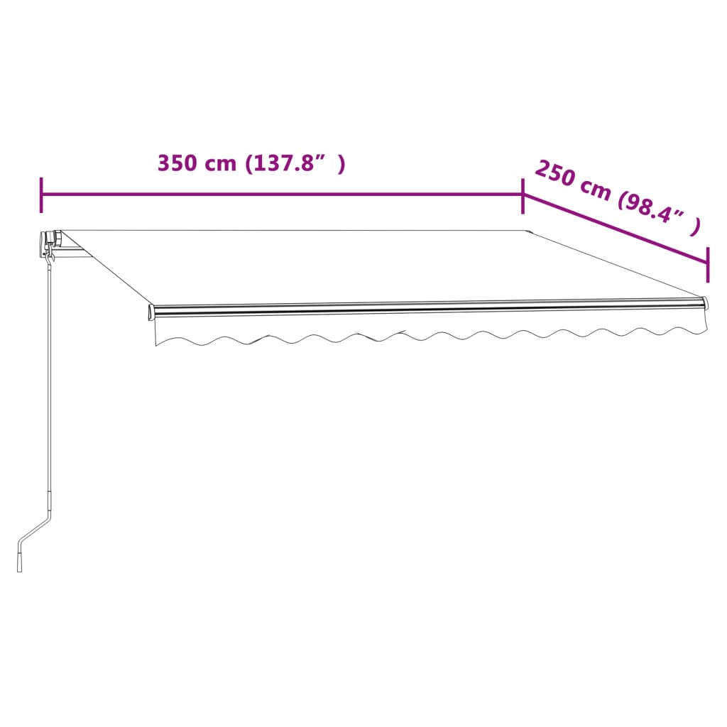 Tenda na automatsko uvlačenje 350 x 250 cm žuto-bijela