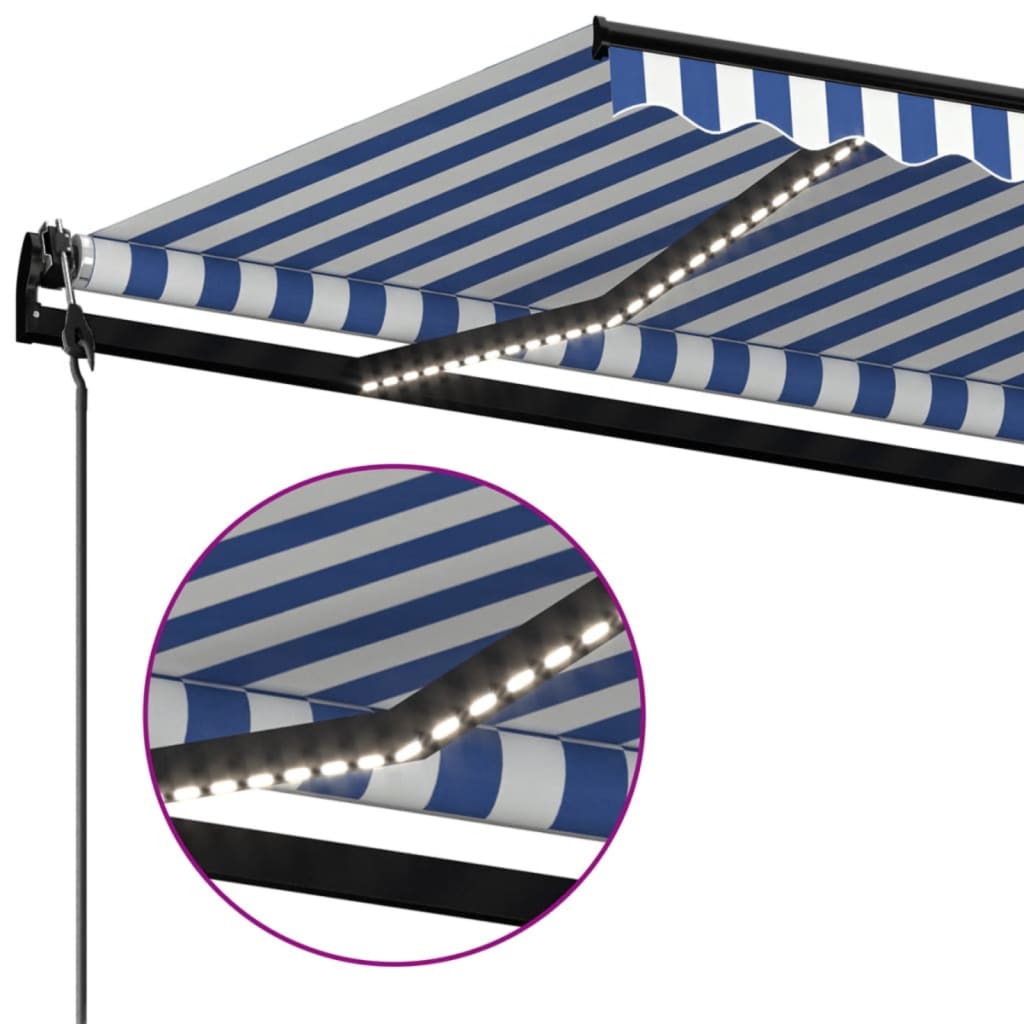 Automatska tenda sa senzorom LED 400x300 cm plavo-bijela