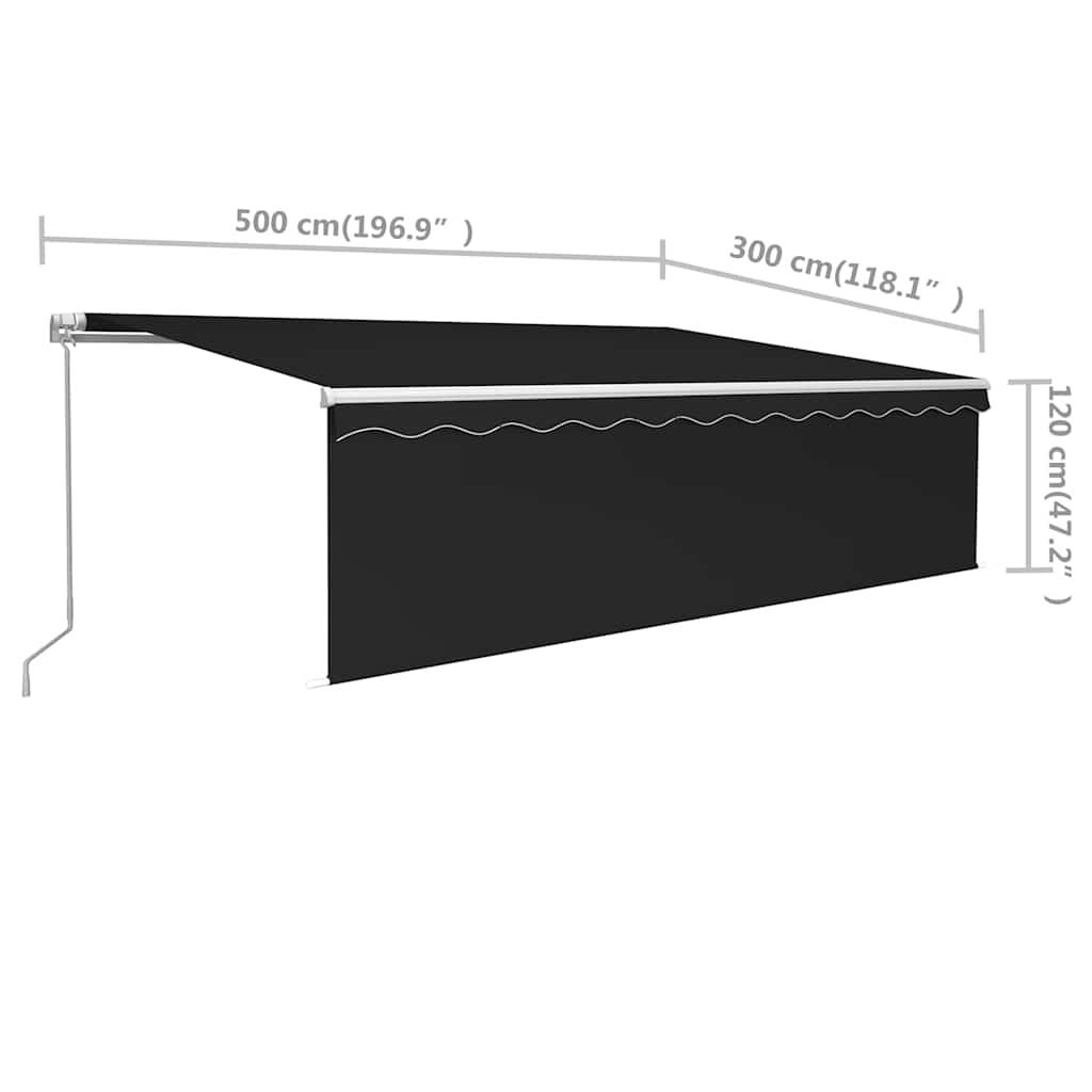 Tenda na ručno uvlačenje s roletom 5 x 3 m antracit