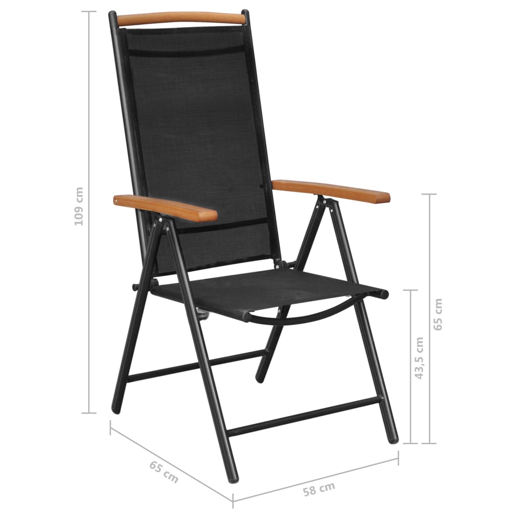 7-dijelni vrtni blagovaonski set aluminijski crni