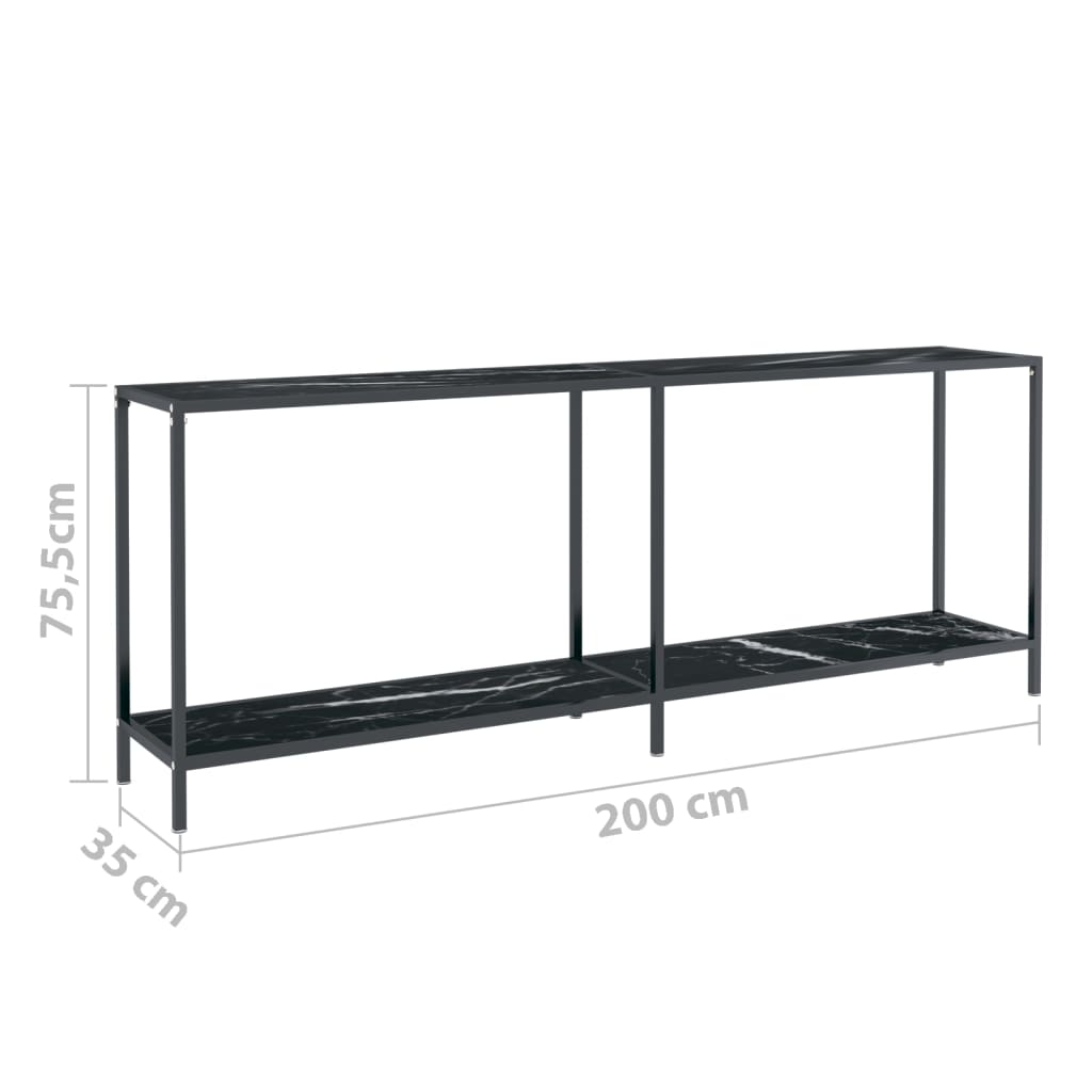 Konzolni stol crni 200 x 35 x 75,5 cm od kaljenog stakla