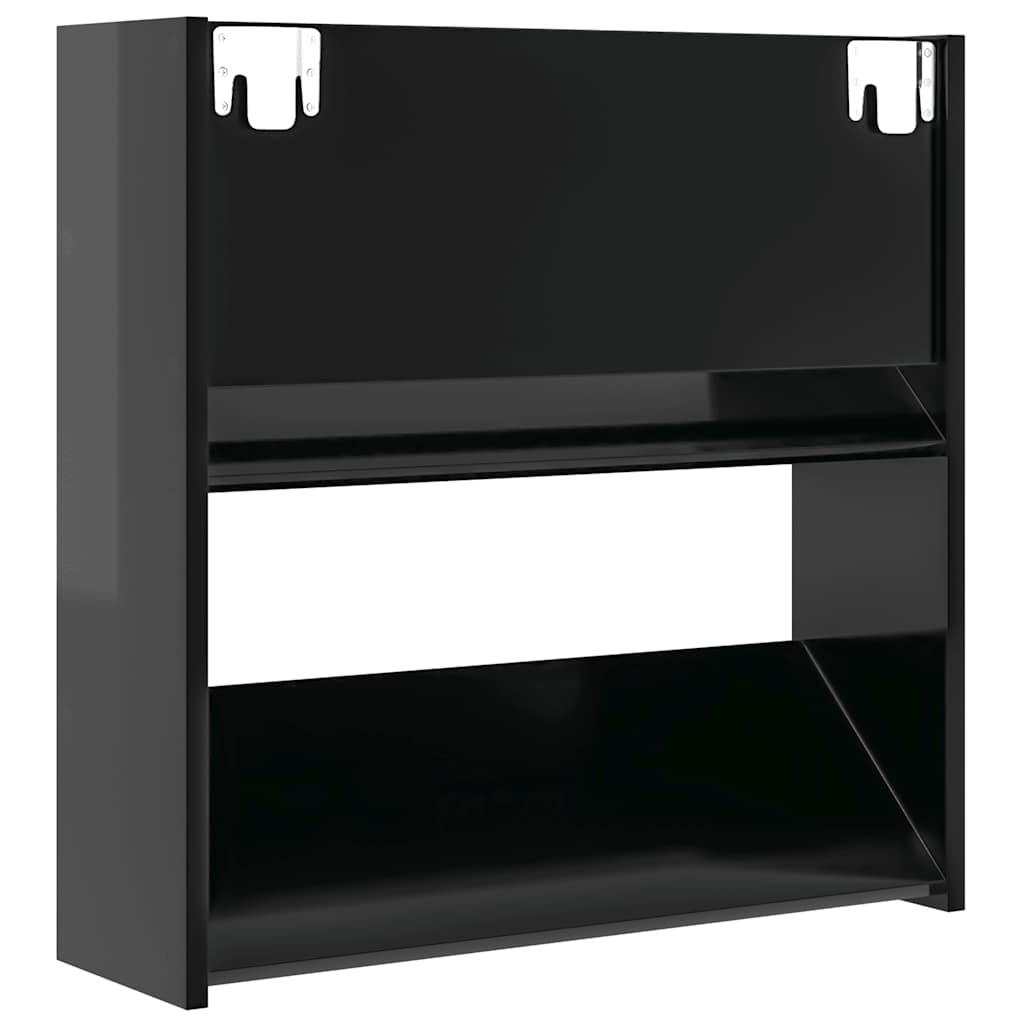 Zidni ormarići za cipele 2 kom sjajni crni 60x18x60 cm drveni