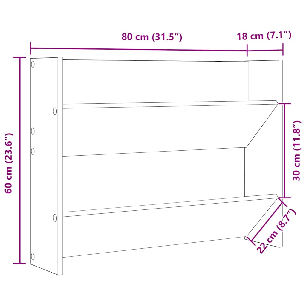 Zidni ormarić za cipele crni 80 x 18 x 60 cm konstruirano drvo
