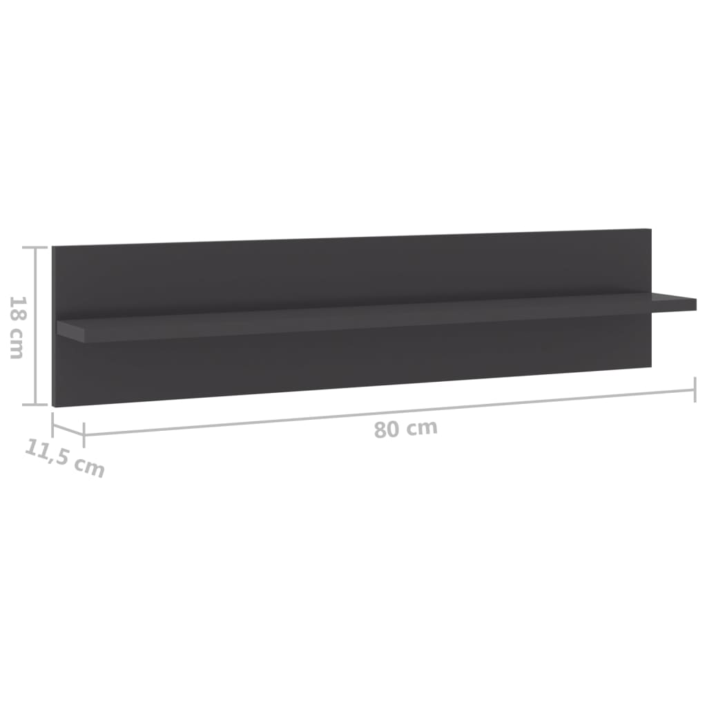 Zidne police 4 kom sjajne sive 80x11,5x18 cm konstruirano drvo