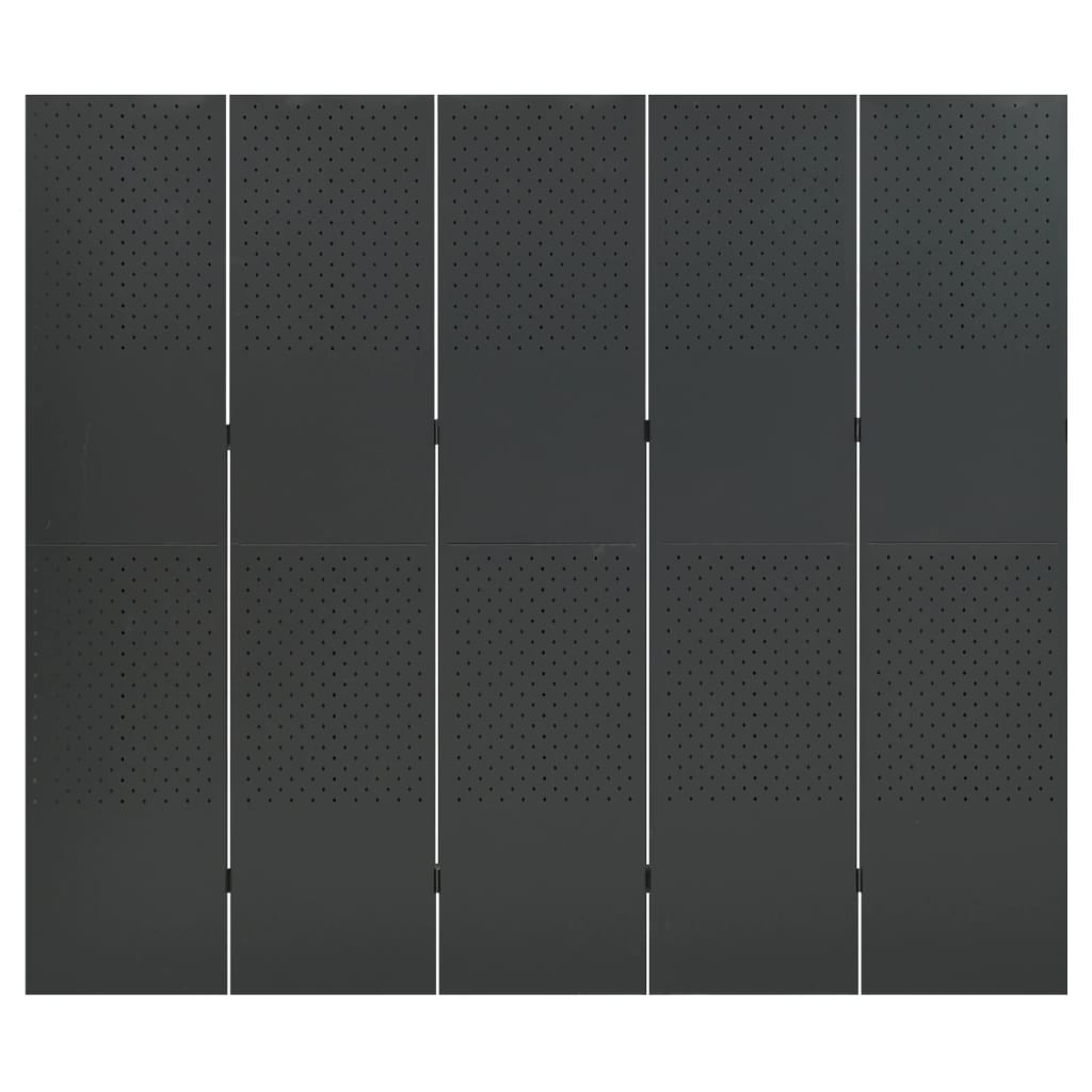 Sobna pregrada s 5 panela antracit 200 x 180 cm čelična