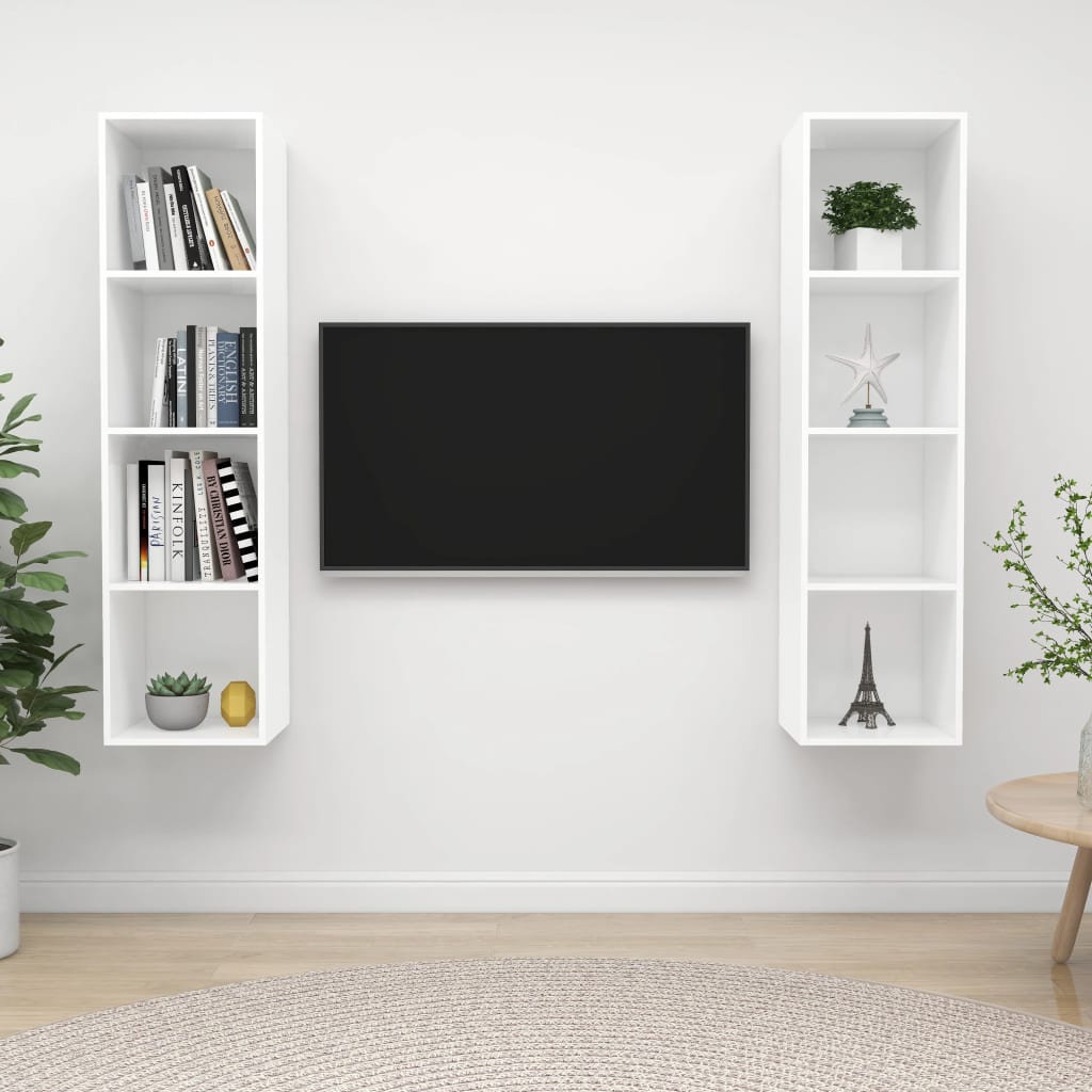 Zidni TV ormarići 2 kom bijeli od konstruiranog drva
