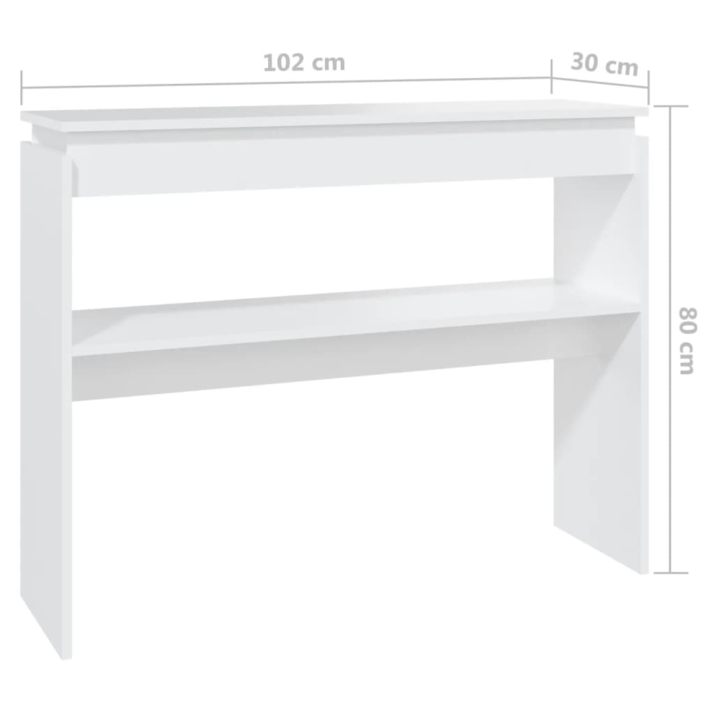 Konzolni stol bijeli 102 x 30 x 80 cm od konstruiranog drva