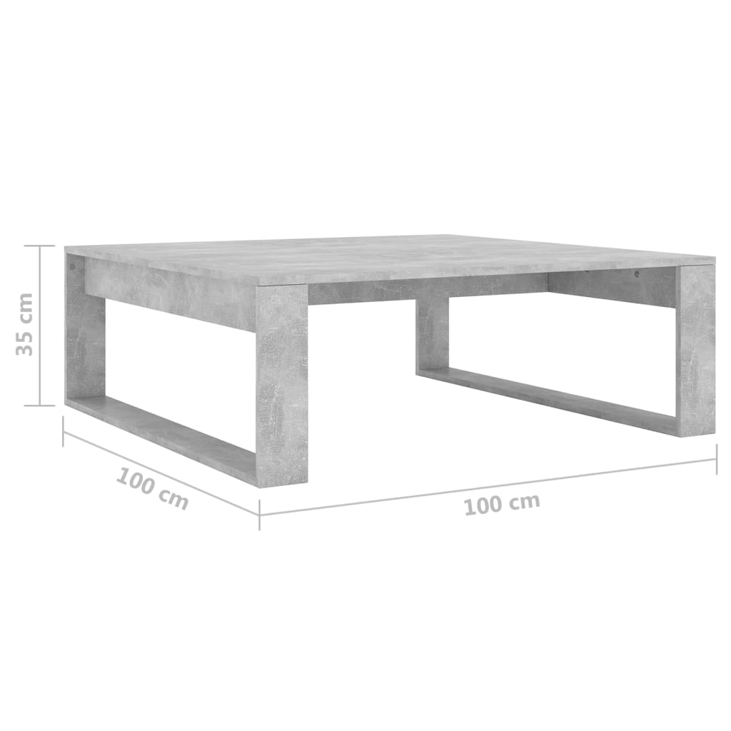Stolić za kavu siva boja betona 100x100x35 cm konstruirano drvo