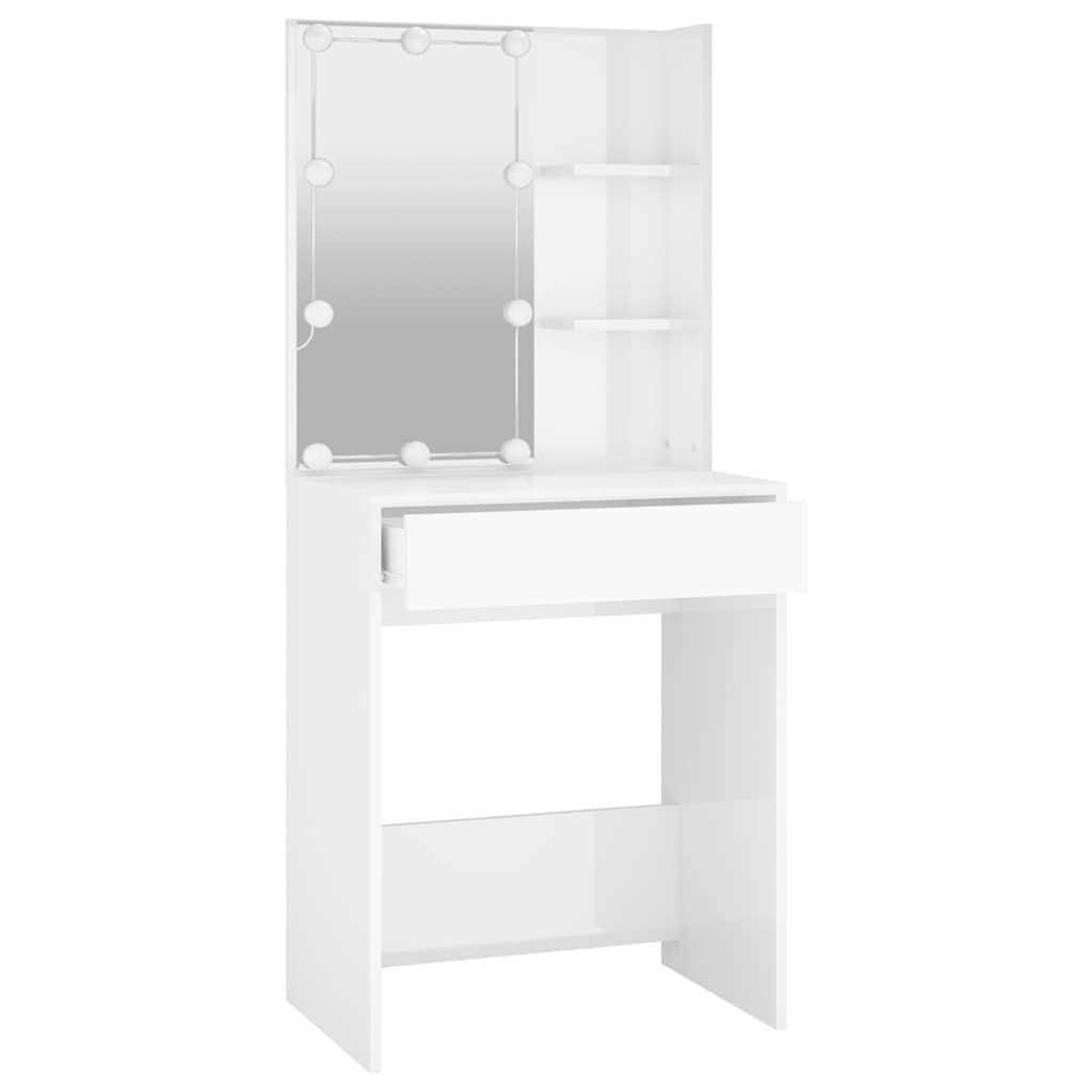 Toaletni stolić s LED svjetlima sjajni bijeli 60 x 40 x 140 cm