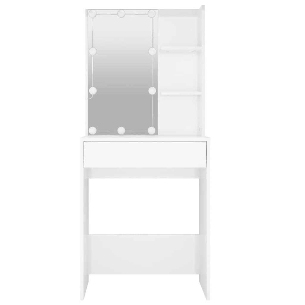 Toaletni stolić s LED svjetlima sjajni bijeli 60 x 40 x 140 cm