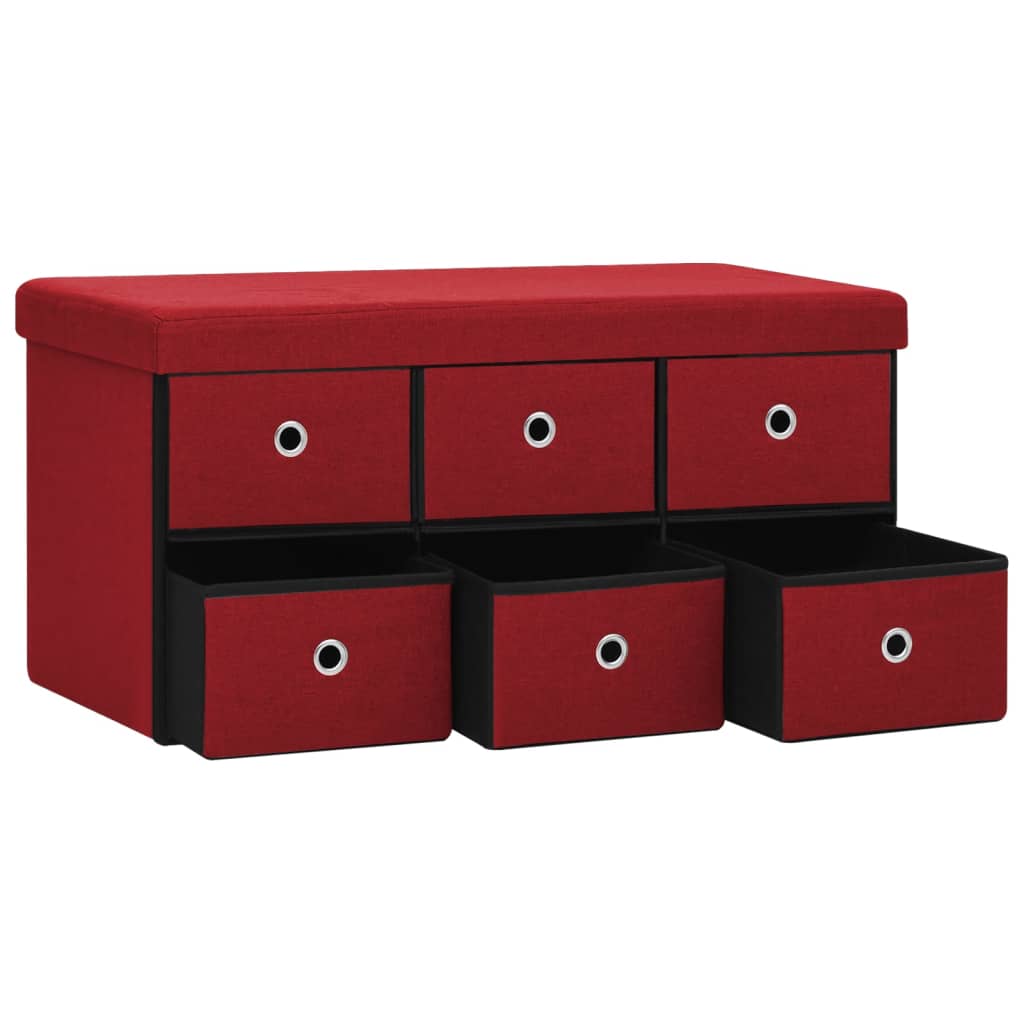 Sklopiva klupa za pohranu boja vina 76x38x38 cm umjetno platno