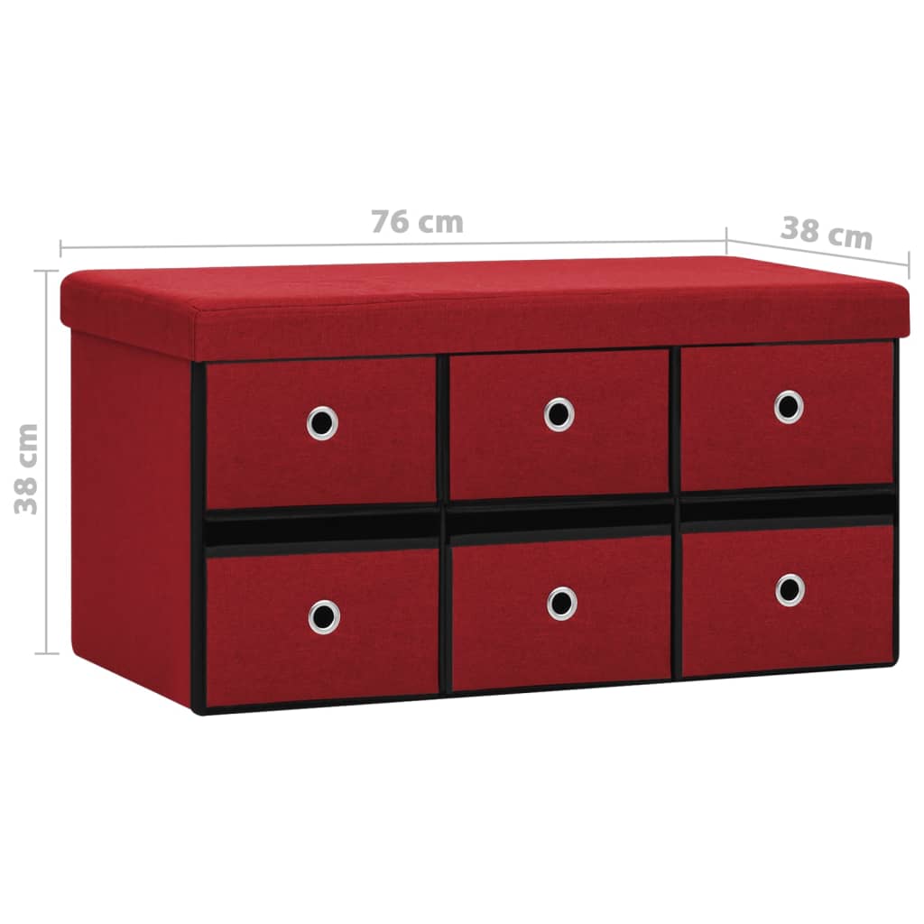 Sklopiva klupa za pohranu boja vina 76x38x38 cm umjetno platno