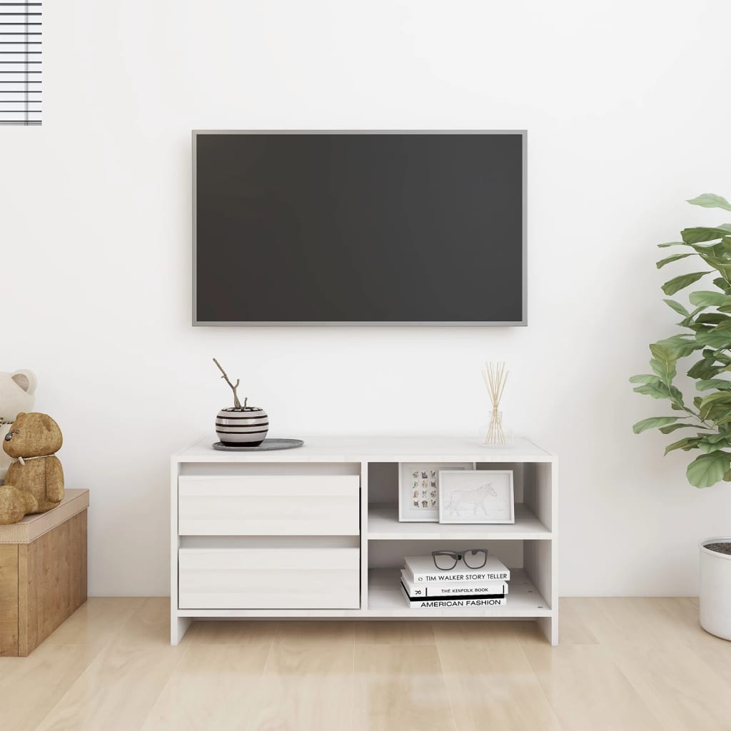 TV ormarić bijeli 80 x 31 x 39 cm od masivne borovine