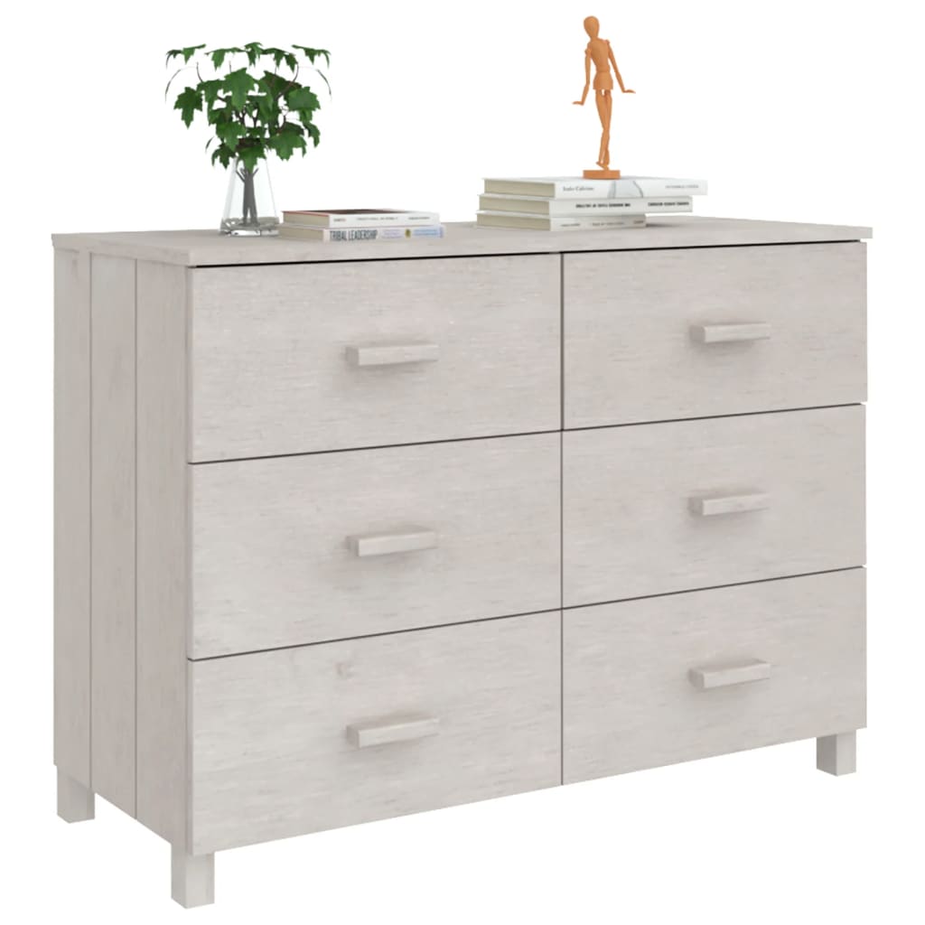 Komoda HAMAR bijela 113 x 40 x 80 cm od masivne borovine