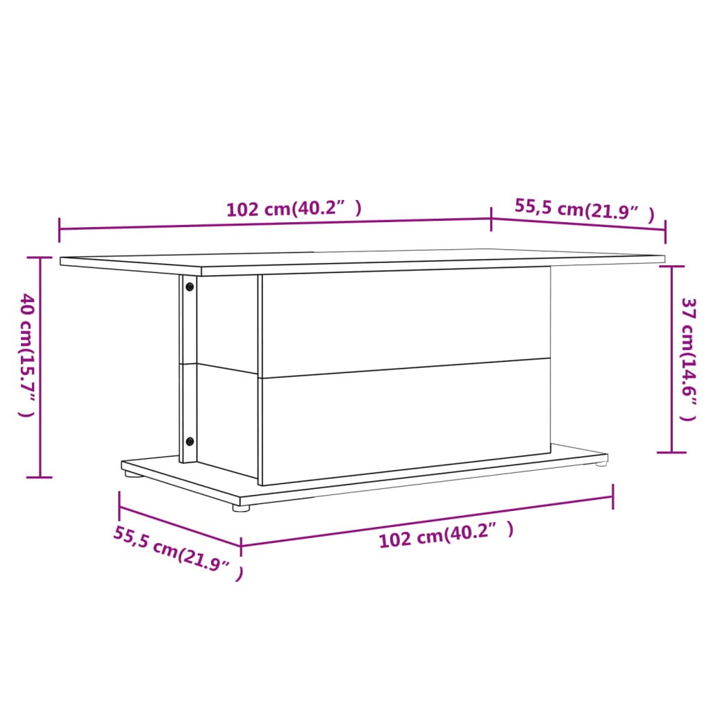 Stolić za kavu siva boja hrasta 102x55,5x40cm konstruirano drvo