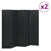 Sobne pregrade s 5 panela 2 kom crne 200 x 180 cm čelične