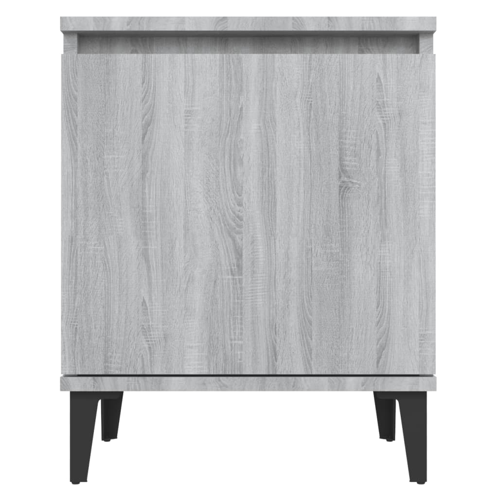 Noćni ormarić s metalnim nogama boja sivog hrasta 40x30x50 cm