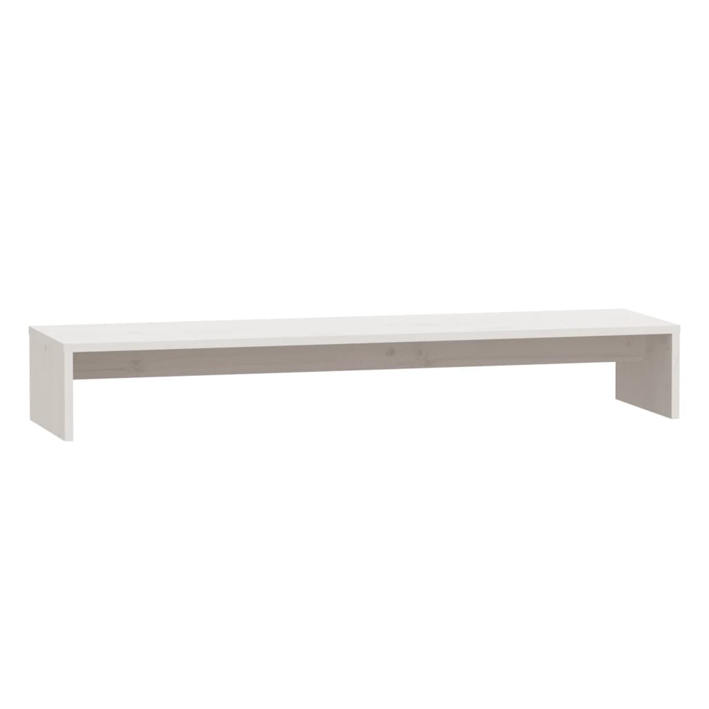 Stalak za monitor bijeli 100 x 27 x 15 cm od masivne borovine
