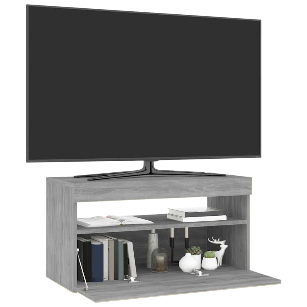 TV ormarić s LED svjetlima siva boja hrasta 75 x 35 x 40 cm