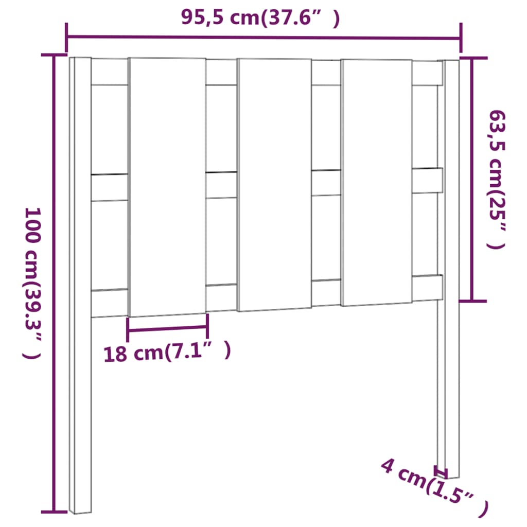 Uzglavlje za krevet boja meda 95,5x4x100 cm od masivne borovine