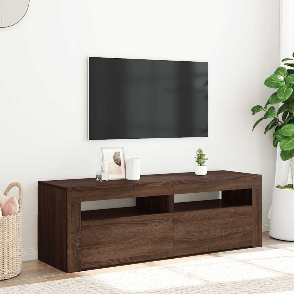 TV ormarić s LED svjetlima boja smeđeg hrasta 120 x 35 x 40 cm