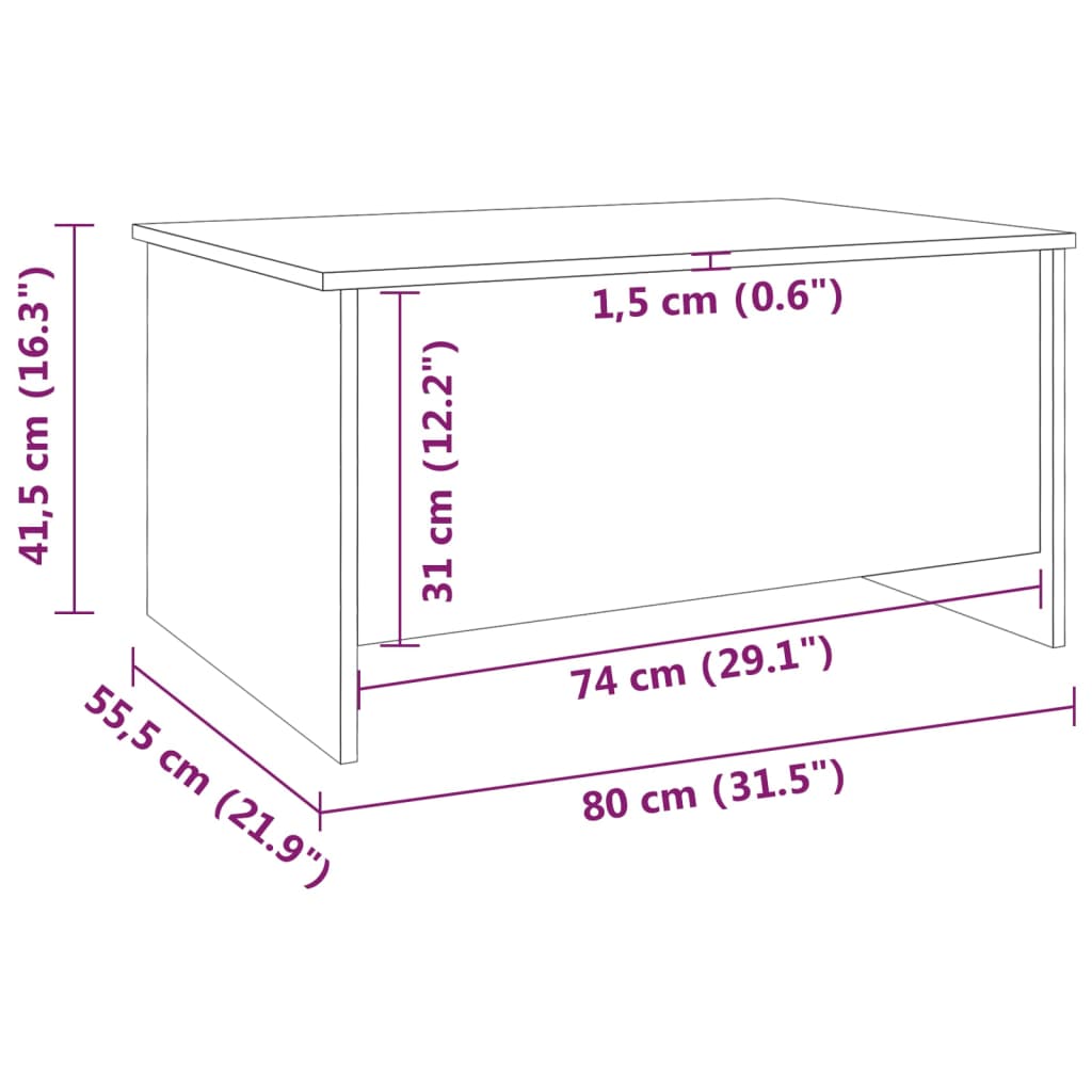 Stolić za kavu smeđi hrast 80x55,5x41,5 cm konstruirano drvo