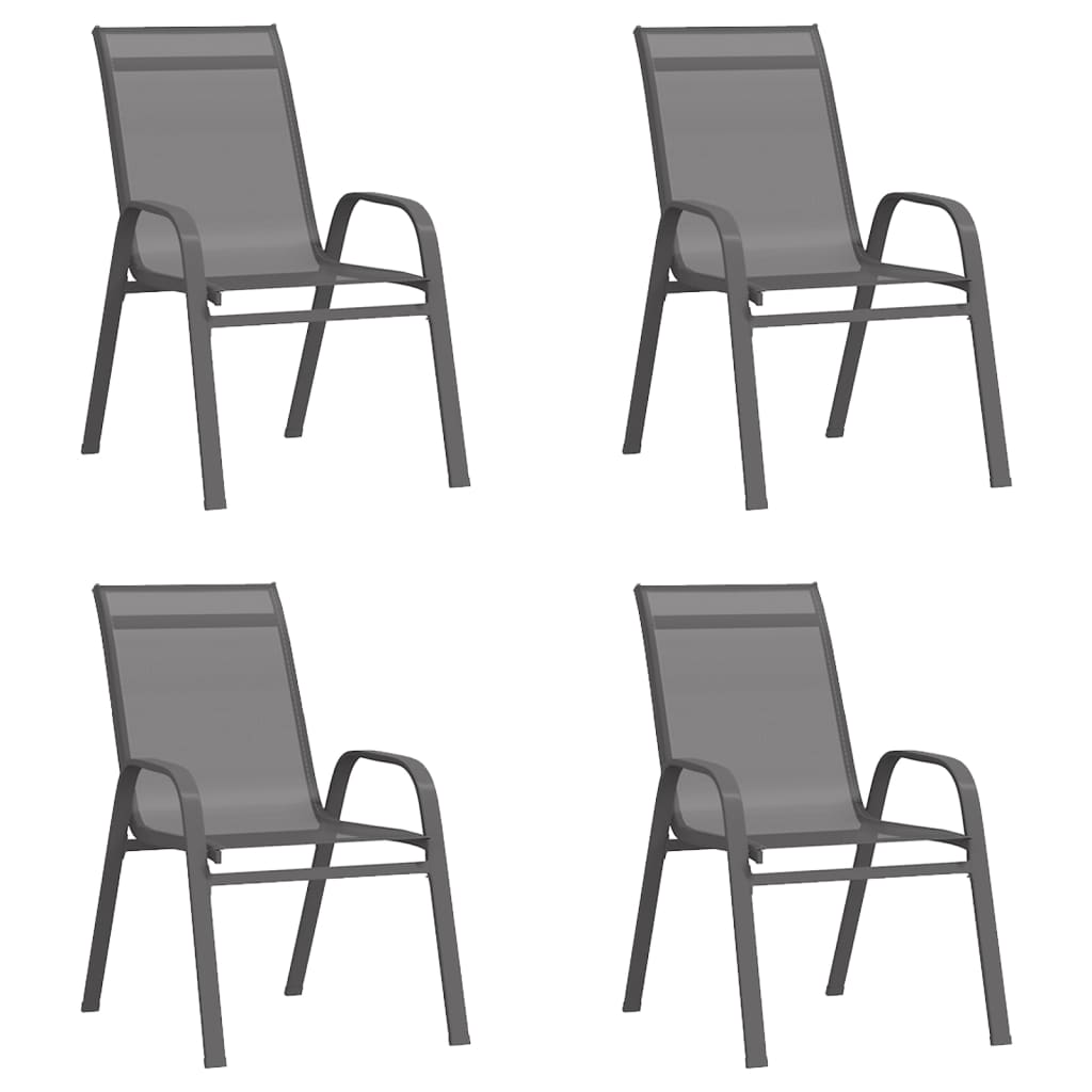 5-dijelni vrtni blagovaonski set sivo-crni