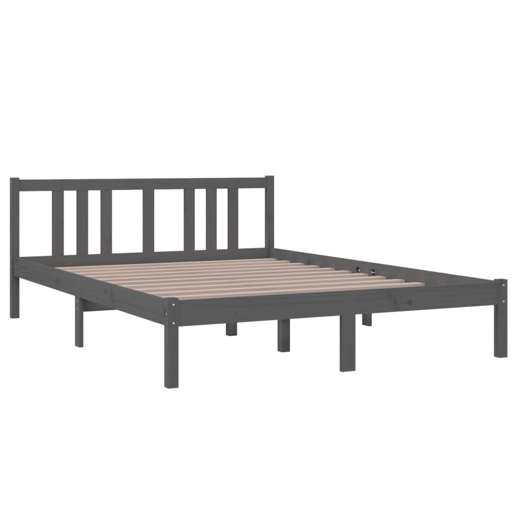 Okvir za krevet od masivnog drva sivi 140 x 200 cm