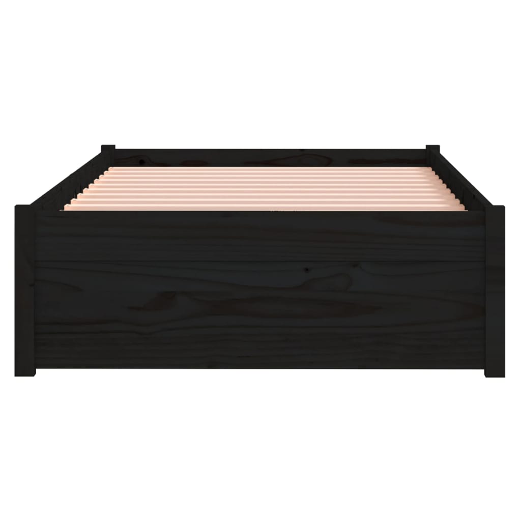 Okvir za krevet od masivnog drva crni 75 x 190 cm mali