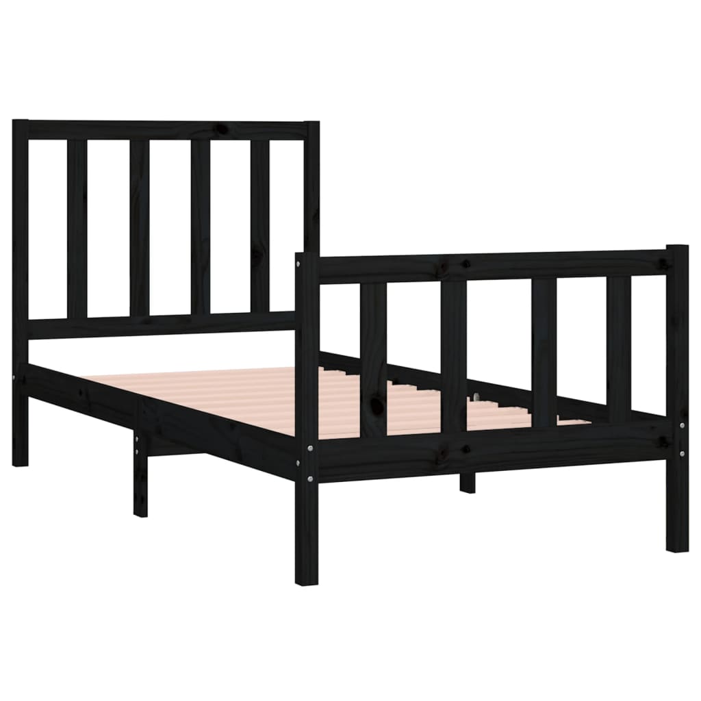 Okvir za krevet od masivnog drva crni 75 x 190 cm mali