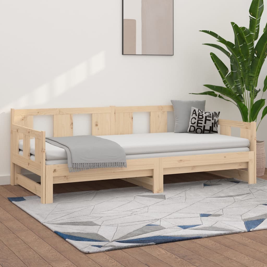 Dnevni ležaj na izvlačenje 2x(90x190) cm masivna borovina