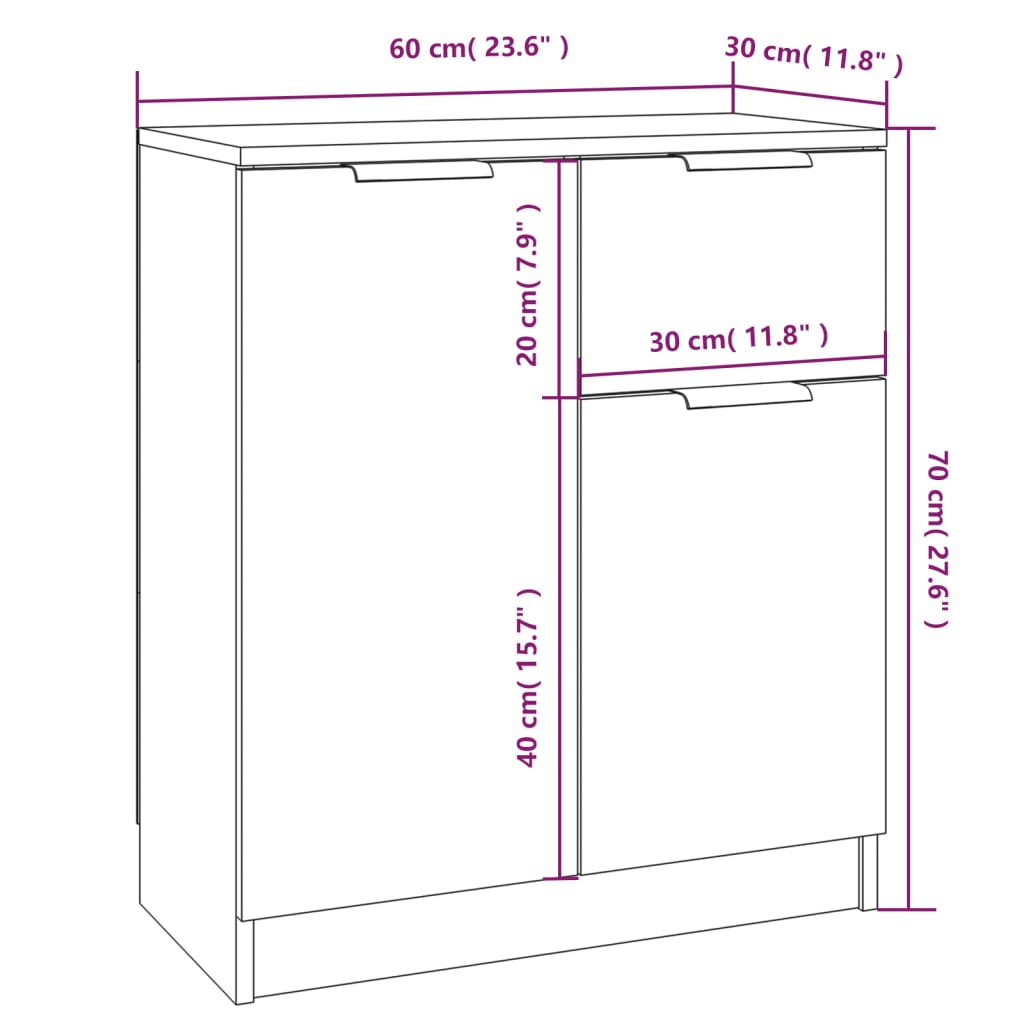 Komoda siva boja betona 60x30x70 cm od konstruiranog drva