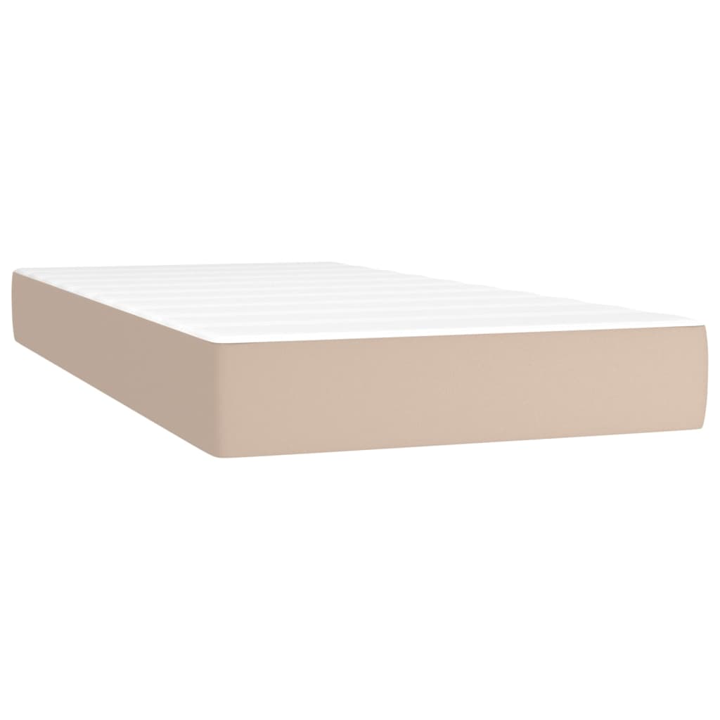 Madrac s oprugama srednje tvrdoće boja cappuccina 90x200x20 cm od umjetne kože