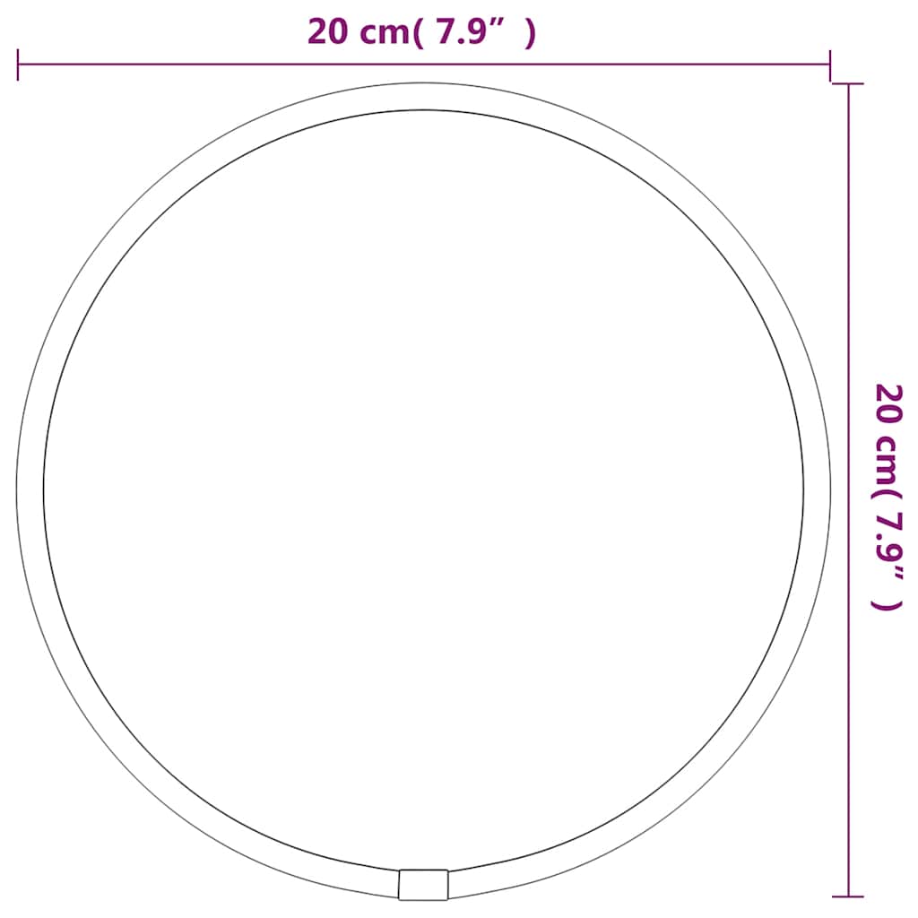Zidno ogledalo crno Ø 20 cm okruglo