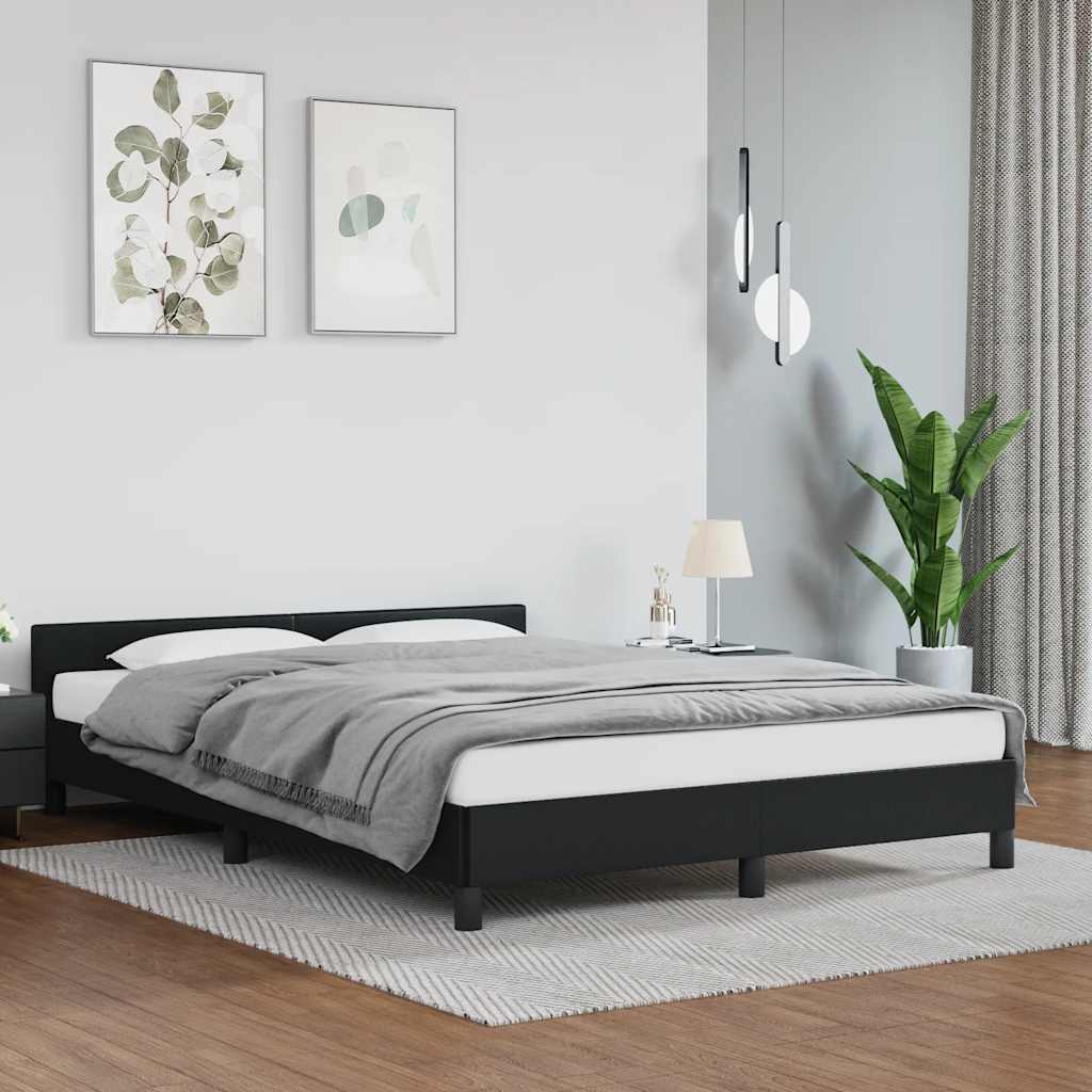 Okvir kreveta s uzglavljem bez madraca crni 140x200 cm