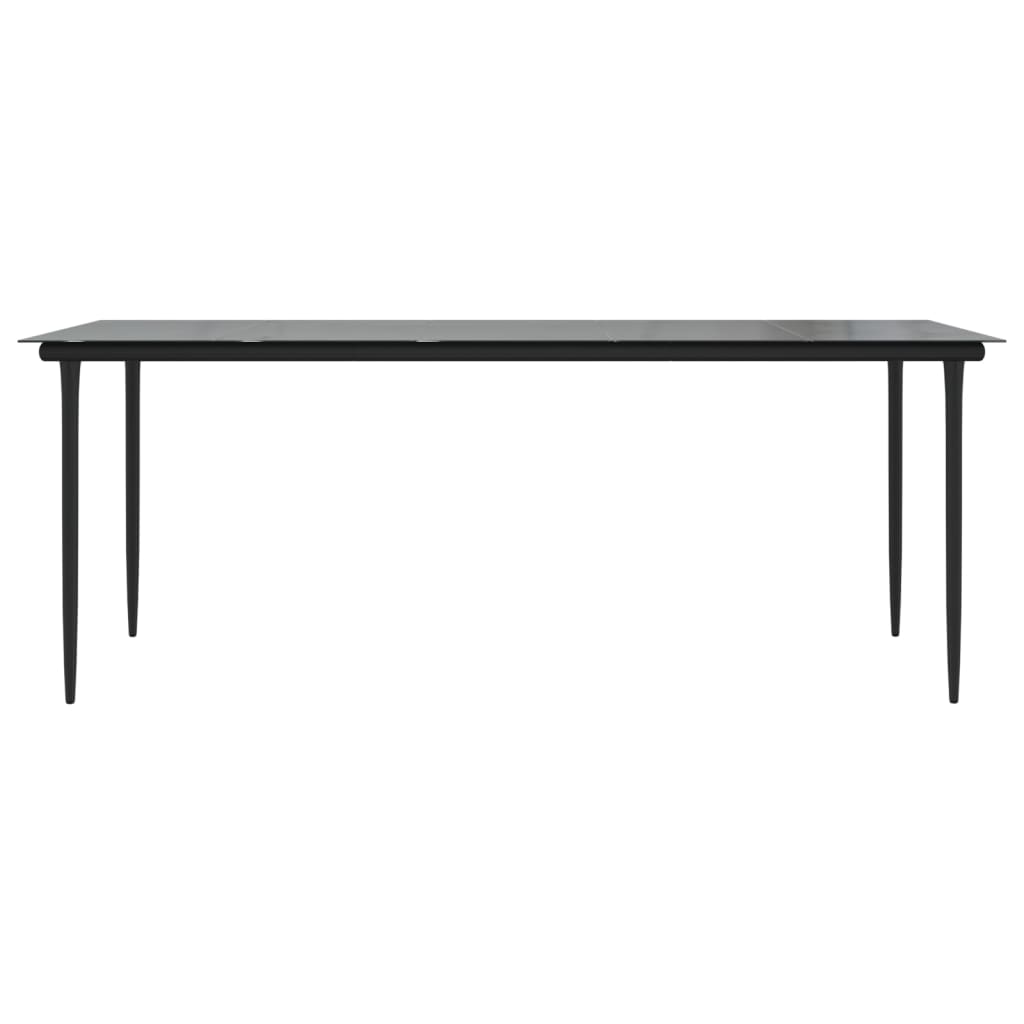 Vrtni blagovaonski stol crni 200x100x74 cm čelik i kaljeno staklo