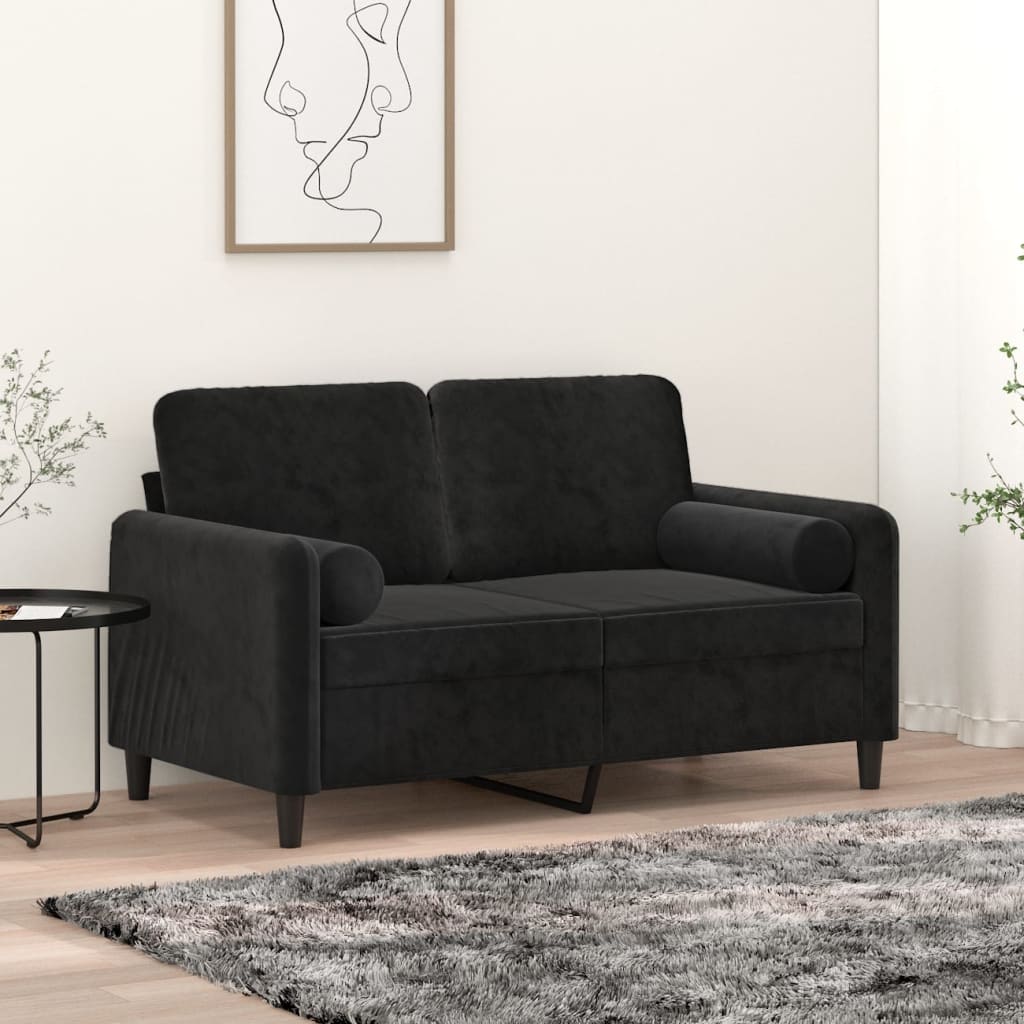 Ukrasni jastuci 2 kom crni Ø 15 x 50 cm baršunasti