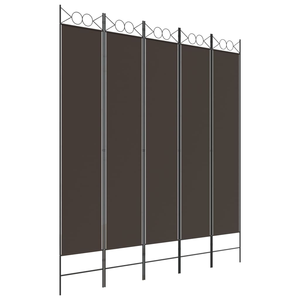 Sobna pregrada s 5 panela smeđa 200x220 cm od tkanine