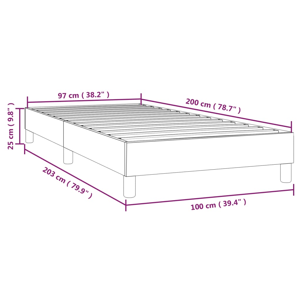 Okvir za krevet s oprugom svjetlosivi 100x200 cm baršunasti