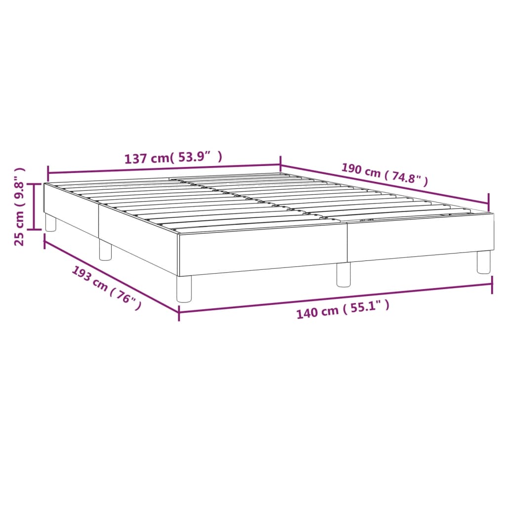 Okvir za krevet s oprugom crni 140 x 190 cm baršunasti
