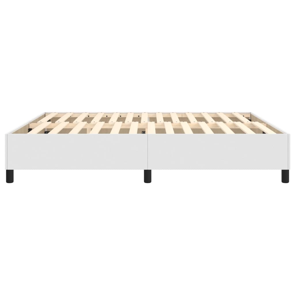 Okvir za krevet s oprugom bijela 160x200 cm od umjetne kože