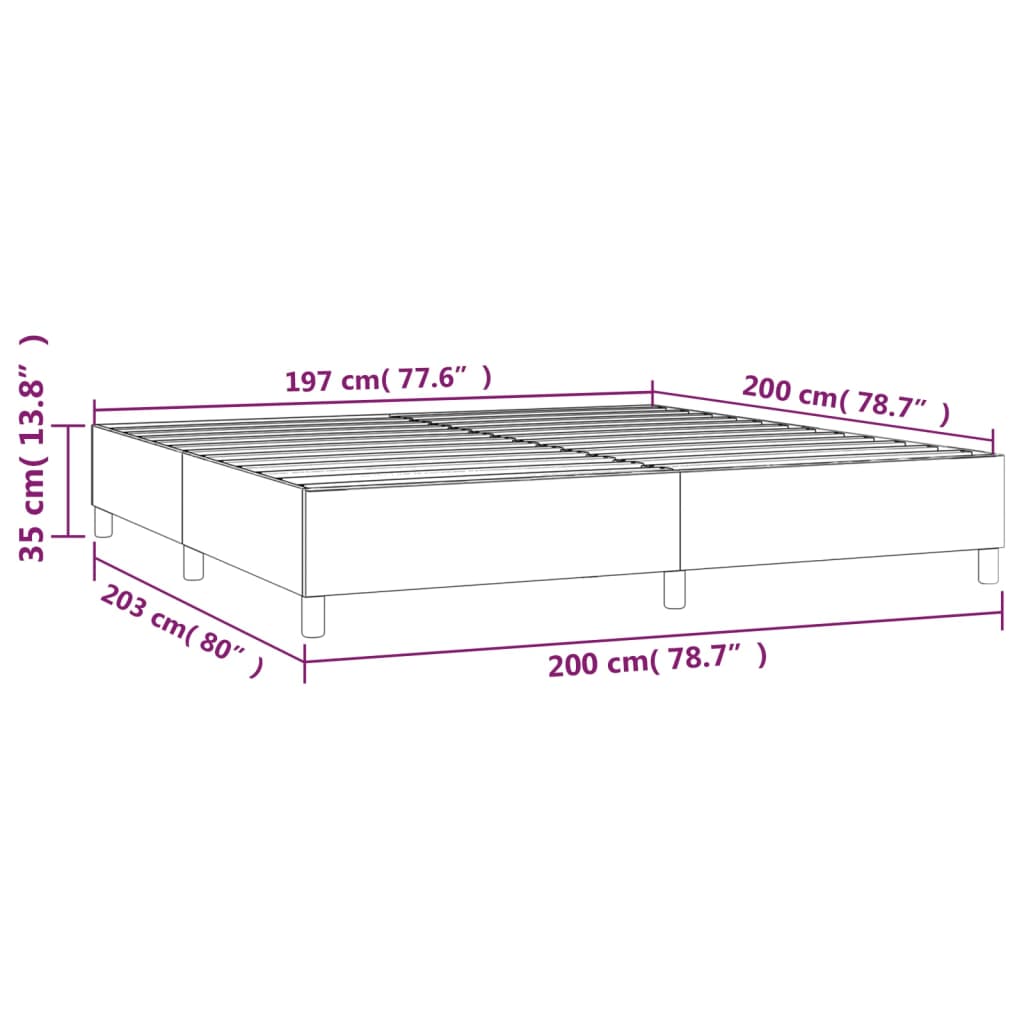 Okvir za krevet s oprugom tamnosivi 200x200 cm baršunasti