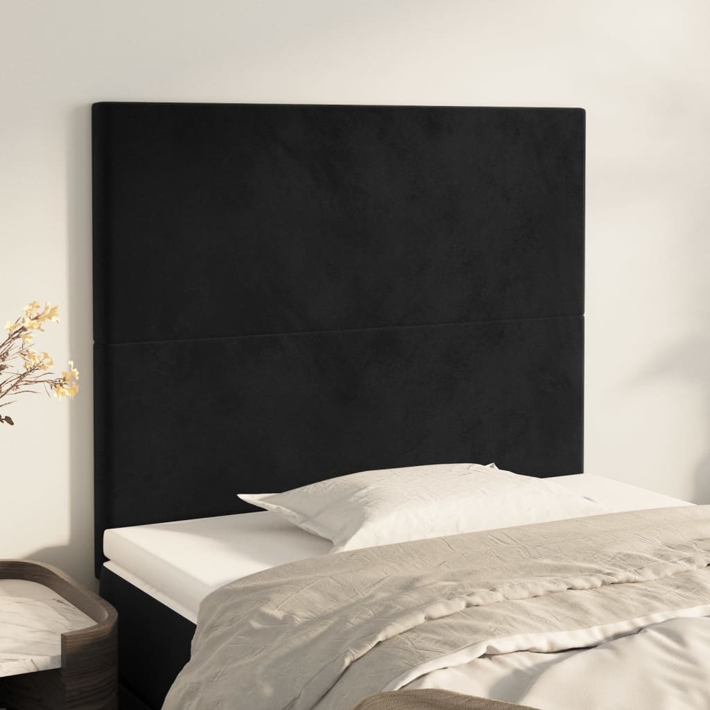 Uzglavlje Crno 90x5x118/128 cm Baršunasto