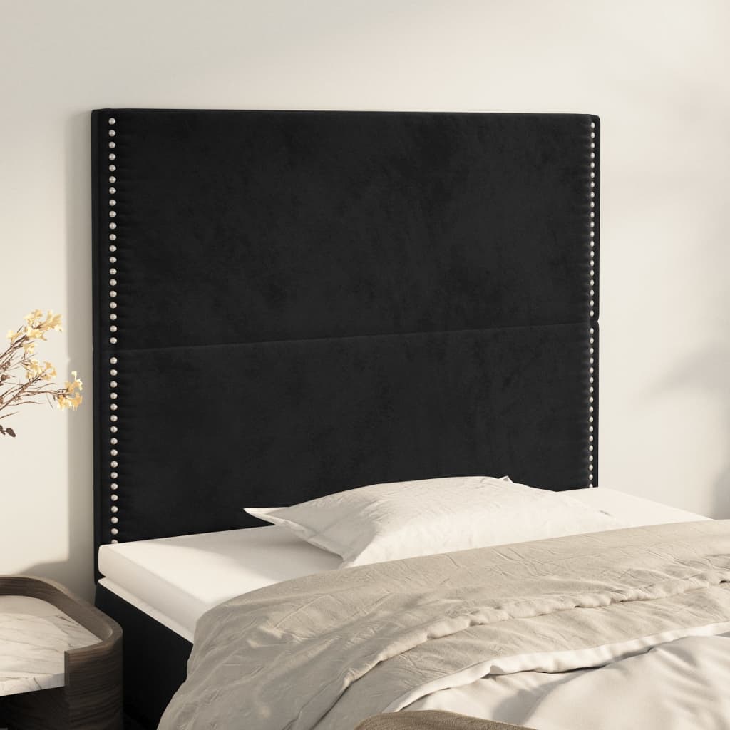 Uzglavlje Crno 90x5x118/128 cm Baršunasto
