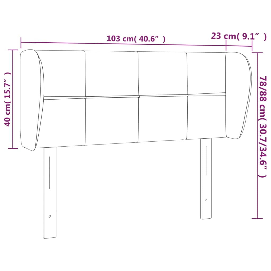 Uzglavlje s ušima svjetlosivo 103x23x78/88 cm od tkanine
