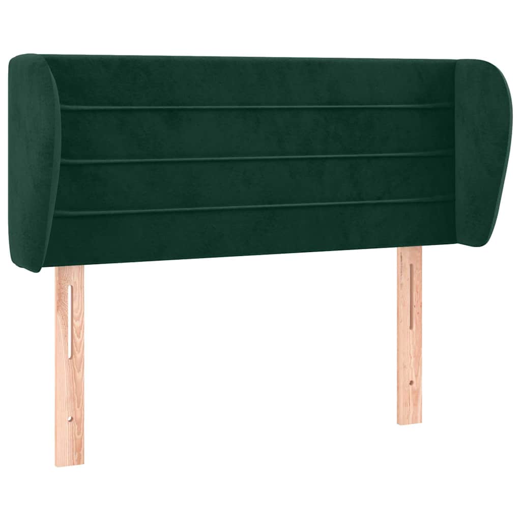 Uzglavlje s ušima tamnozeleno 93x23x78/88 cm baršunasto