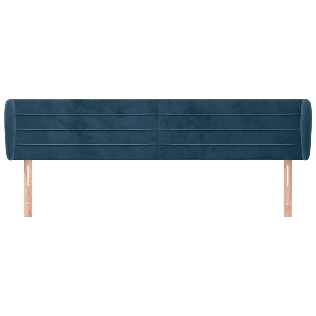 Uzglavlje s ušima tamnoplavo 203x23x78/88 cm baršunasto